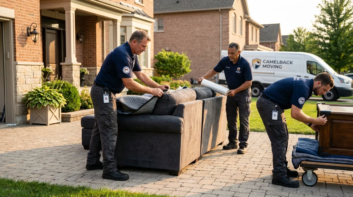 Large estate moving crew wrapping furniture in Sachse, TX